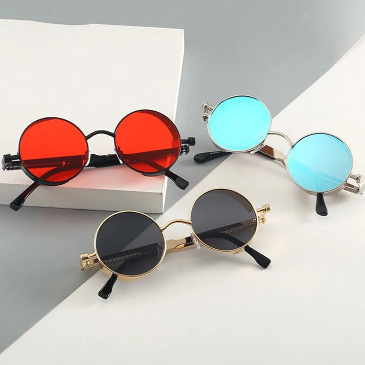 Metal Round Frame Steampunk Retro Sunglasses for Men Women(14)