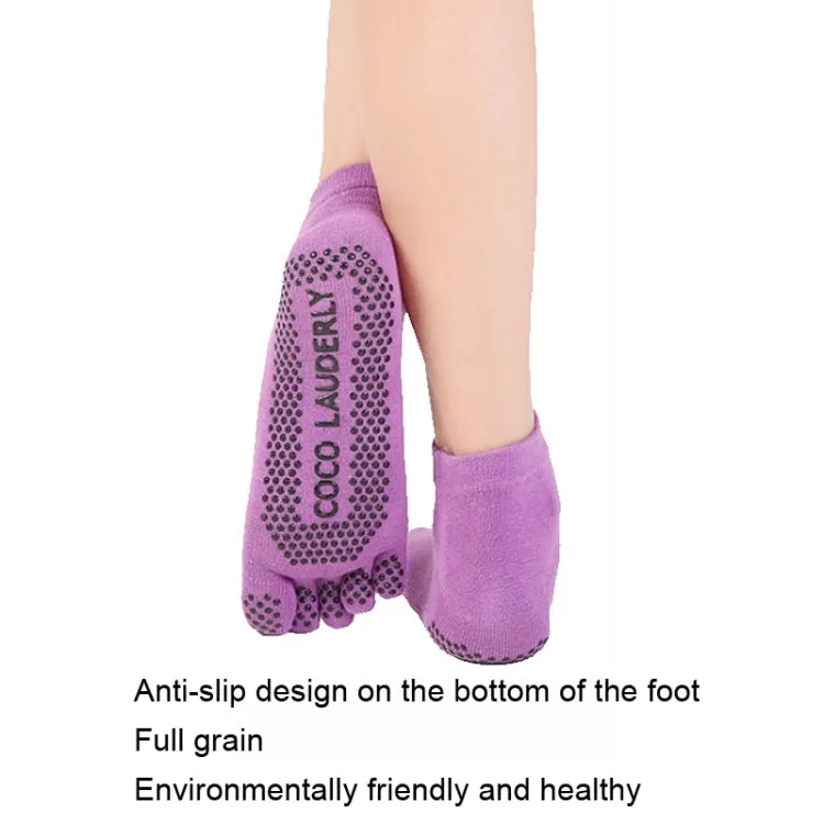 Non-slip Open Finger Yoga Sports Gloves Five Finger Yoga Socks Set, Size: One Size(Open Toe Purple)