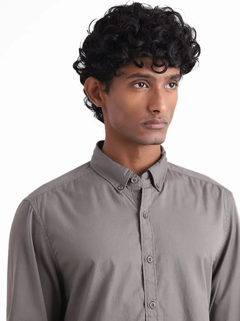 Nuon Dark Olive Cotton Slim-Fit Shirt