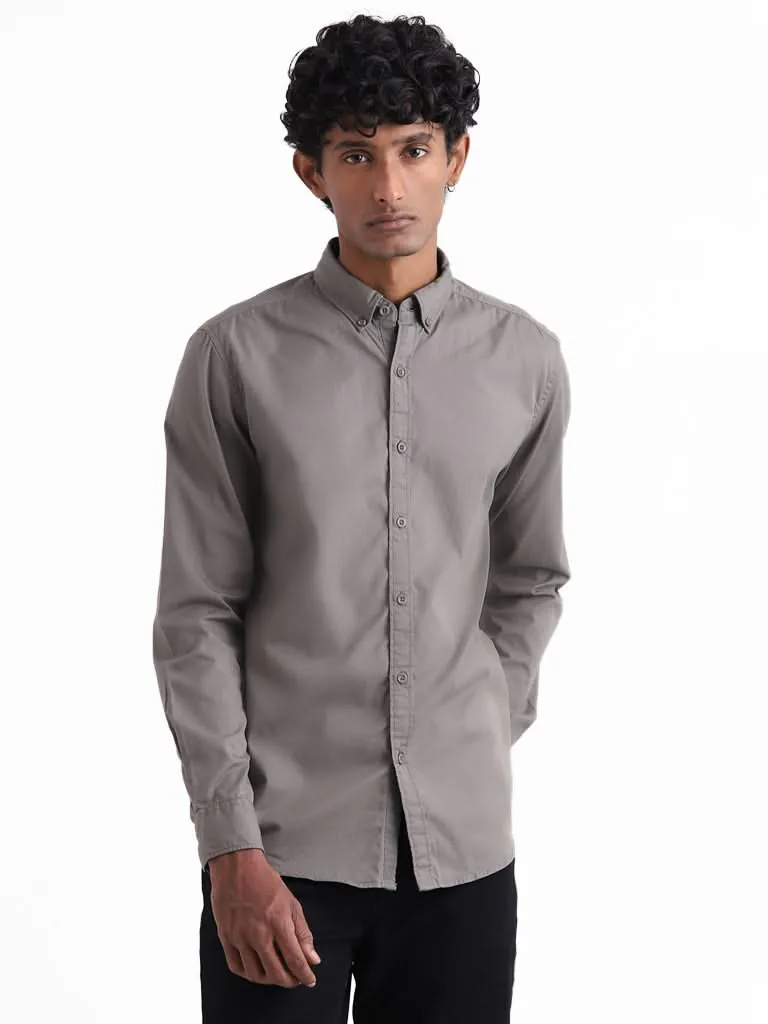 Nuon Dark Olive Cotton Slim-Fit Shirt