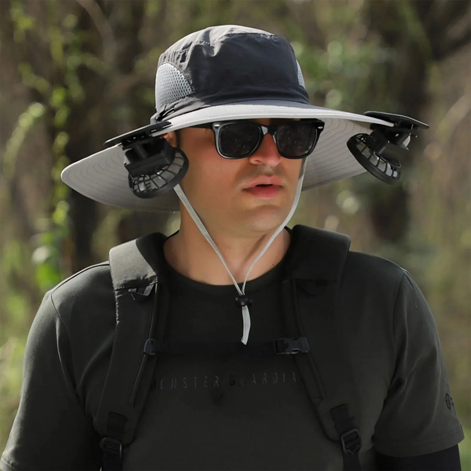 Outdoor Wide Brim Hat With Solar Fan