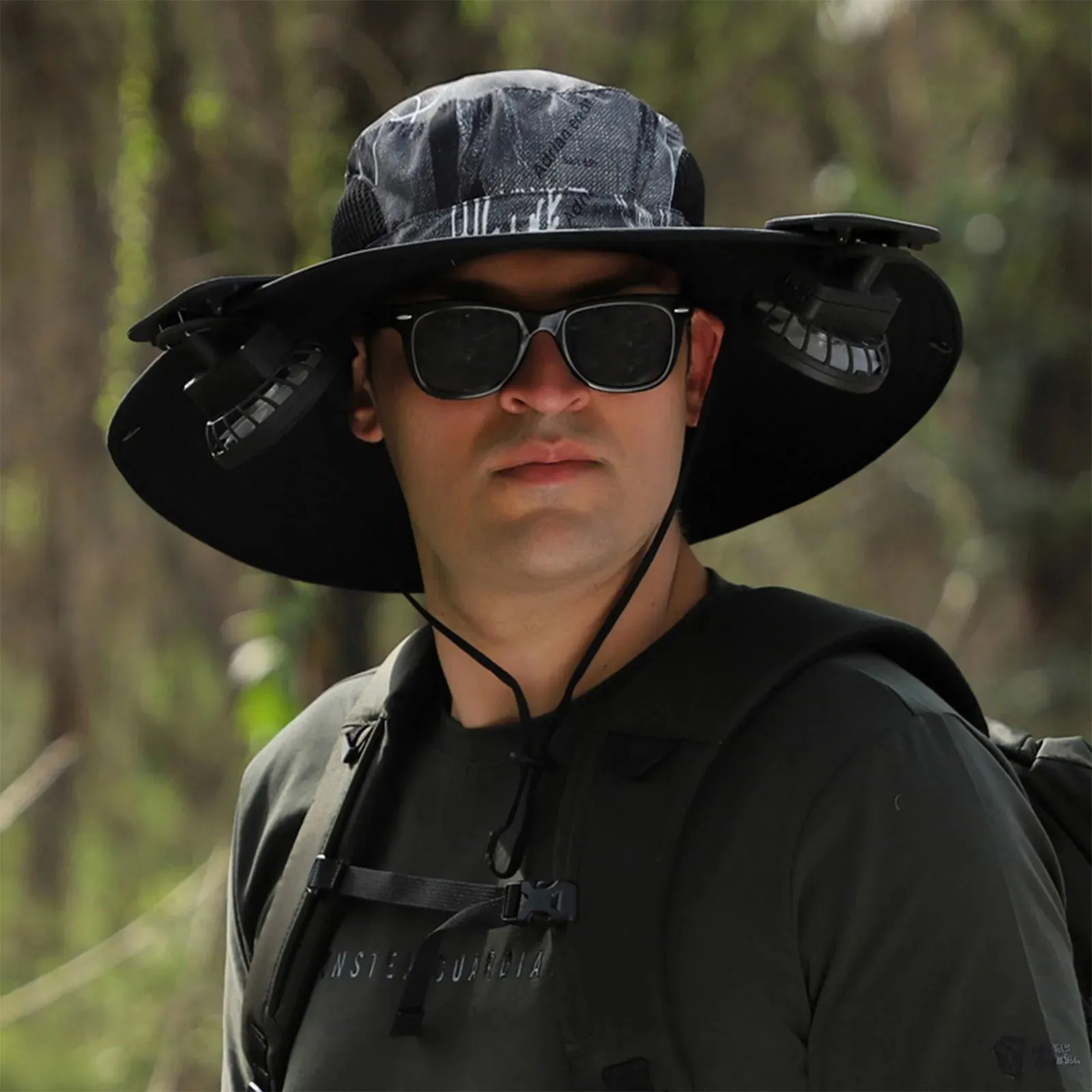 Outdoor Wide Brim Hat With Solar Fan