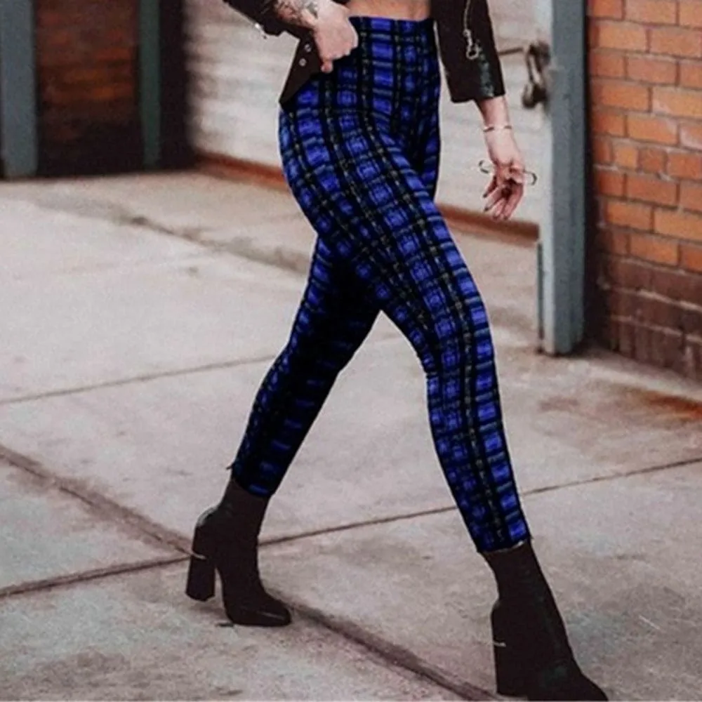 Plaid Print High Waist Slim Fit Leggings