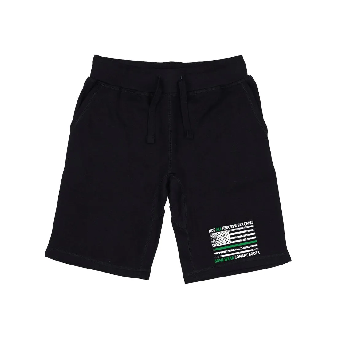 RAPDOM TS6 Fleece Gym Shorts TGL Thin Green Line USA Flag Not All Heroes Capes