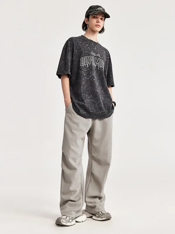 Side Pleated Sweatpants in Grey Color