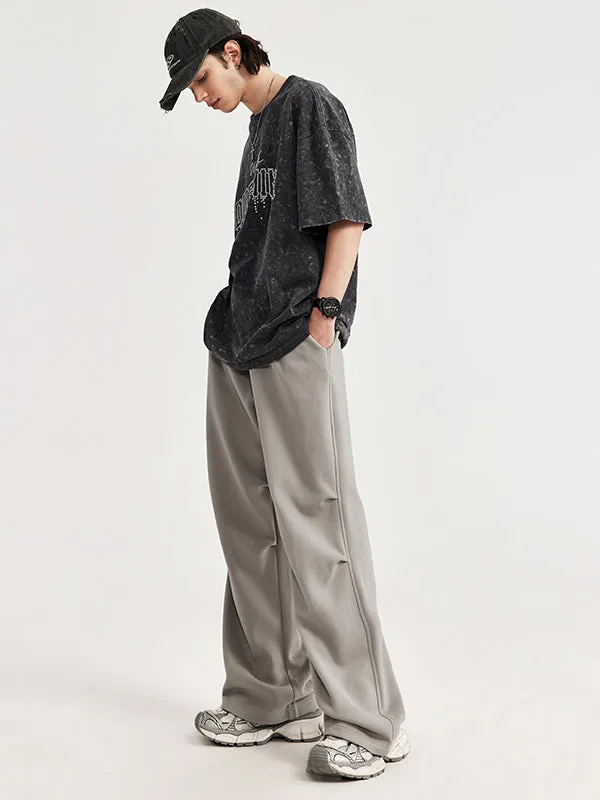 Side Pleated Sweatpants in Grey Color