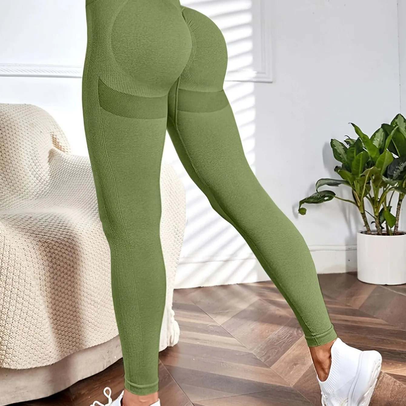 Solid Color Yoga Sports Leggings Stretchy High Waist Fitness Athletic Pants