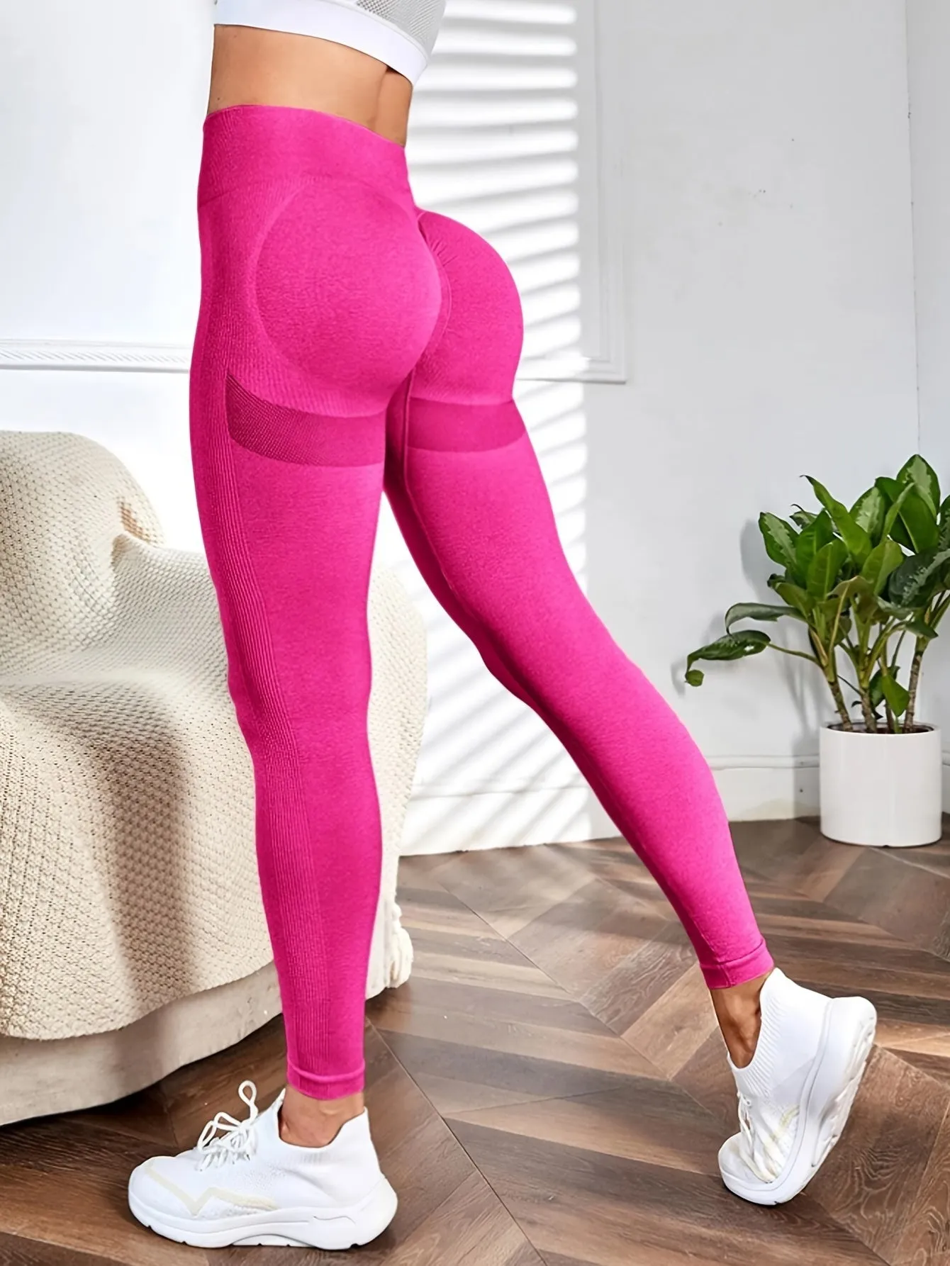 Solid Color Yoga Sports Leggings Stretchy High Waist Fitness Athletic Pants