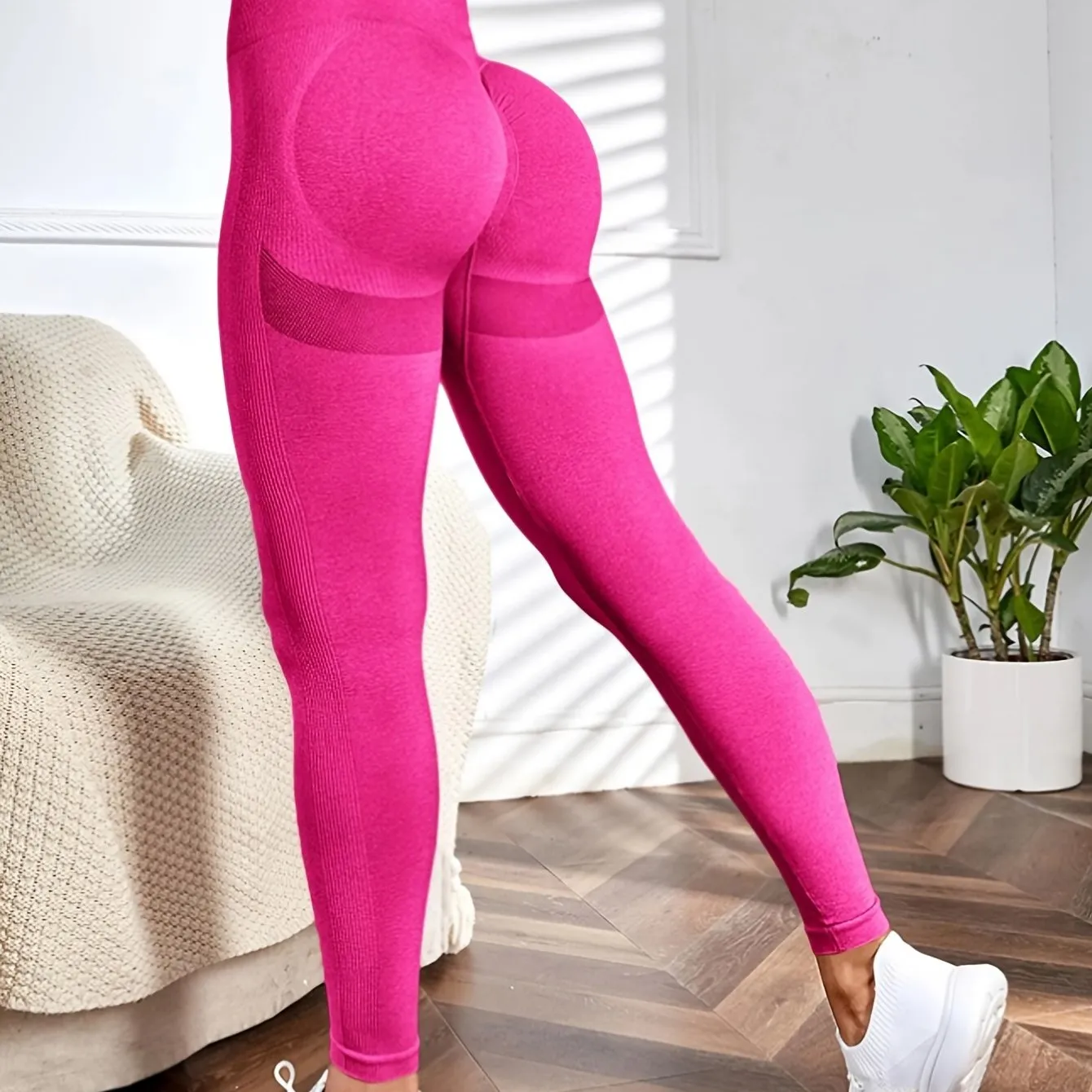 Solid Color Yoga Sports Leggings Stretchy High Waist Fitness Athletic Pants