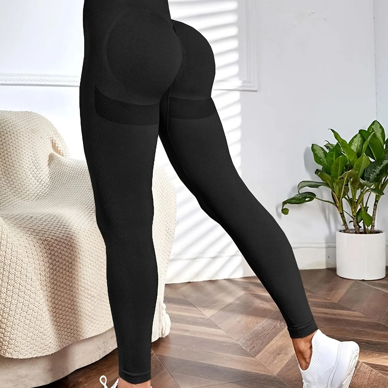 Solid Color Yoga Sports Leggings Stretchy High Waist Fitness Athletic Pants