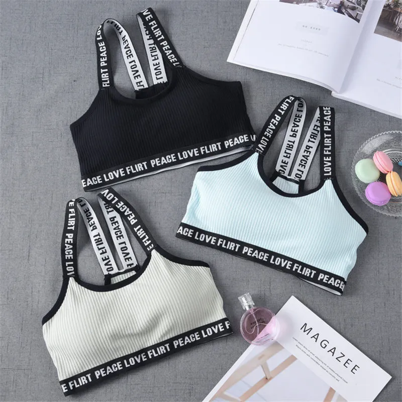 Sports Bra One Size High Elastic Stretch Sports Top Bra Cotton Letters Sports Wear For Women Gym Yoga Bra Running Tops Fitness