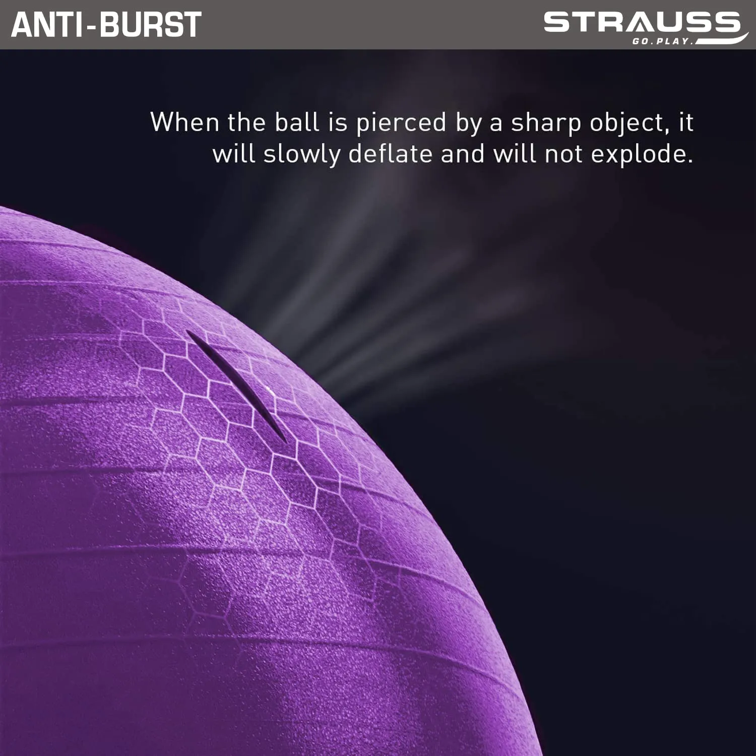 STRAUSS Anti-Burst Rubber Gym Ball Stabiity Legs with Free Foot Pump | Round Shape Swiss Ball for Exercise, Workout, Yoga, Pregnancy, Birthing, Balance & Stability, 55 cm, (Purple)