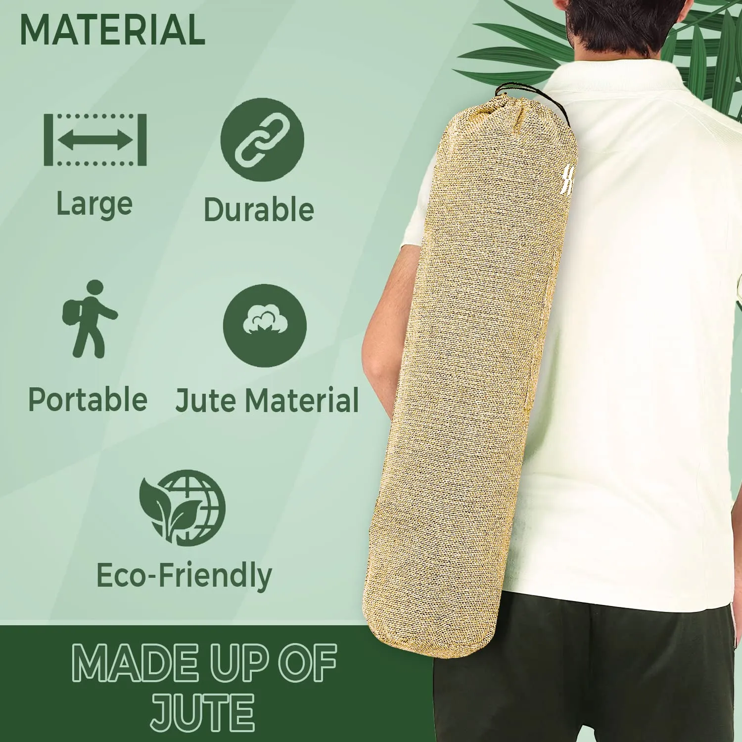 STRAUSS Breathable Jute Yoga Mat Bag with Shoulder Strap | Washable & Durable Yoga Mat Cover Bag | Travel, Yoga & Gym Shoulder Bag | Along with Side Pocket | Ideal for Men & Women, (Cream)