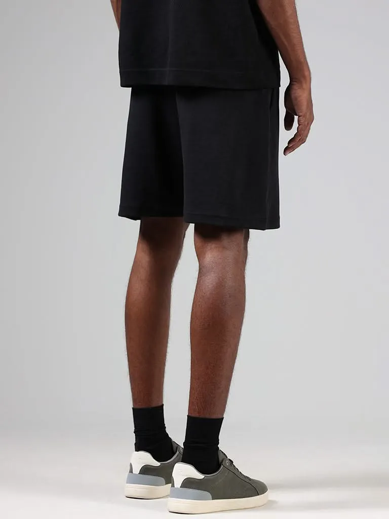 Studiofit Black Relaxed-Fit Mid-Rise Shorts