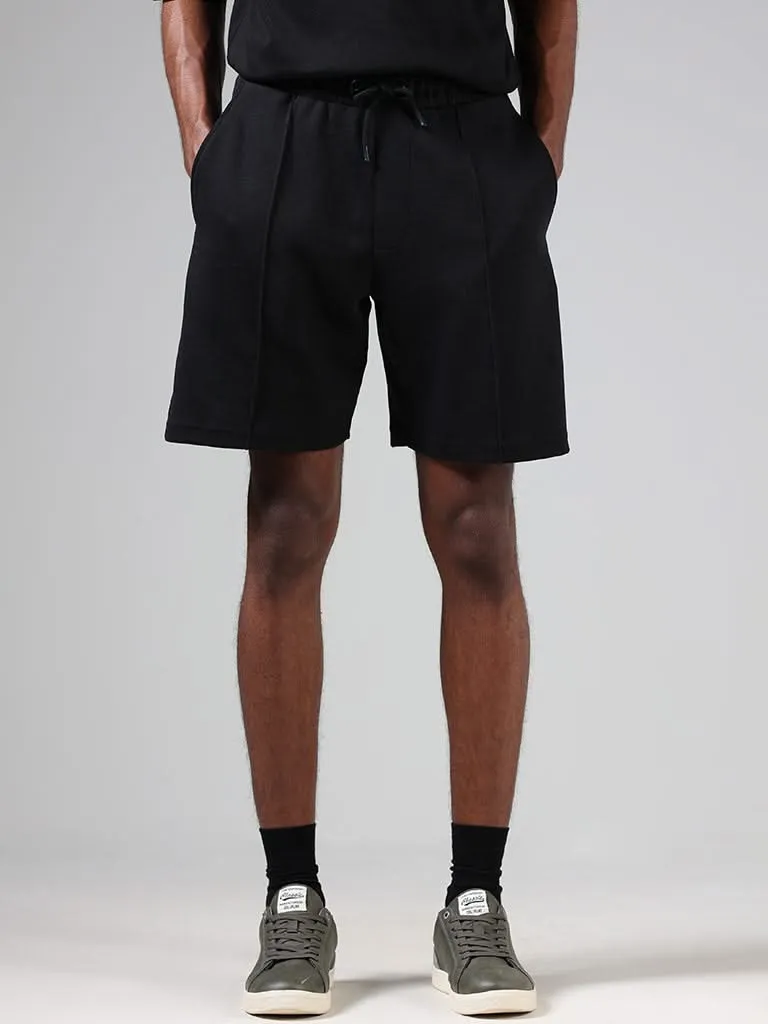 Studiofit Black Relaxed-Fit Mid-Rise Shorts