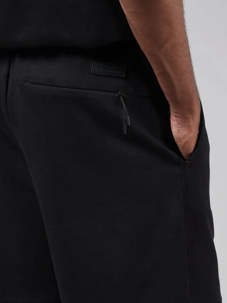 Studiofit Black Relaxed-Fit Mid-Rise Shorts