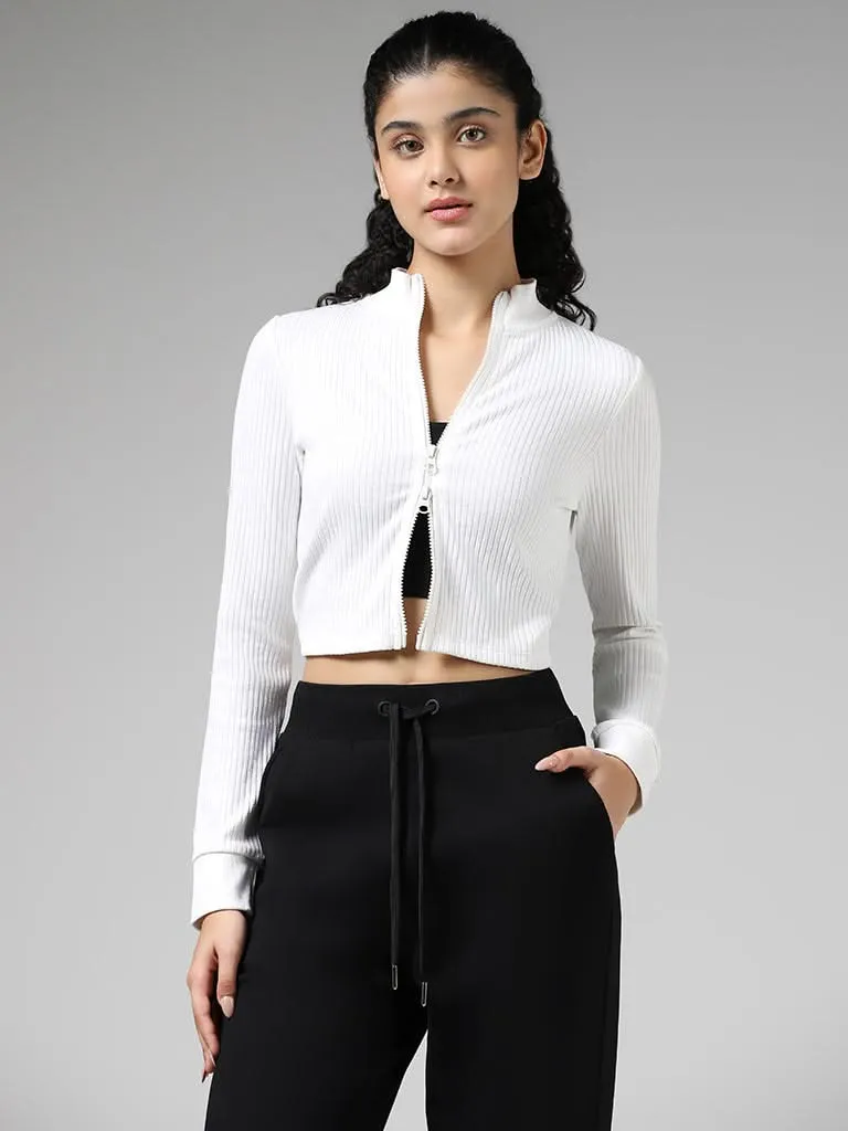 Studiofit White Ribbed Jacket