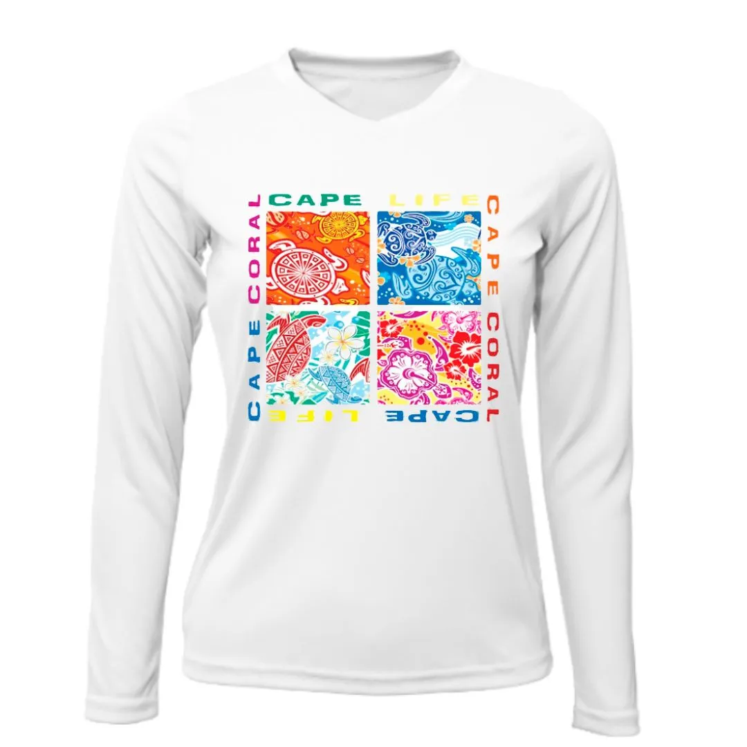 Turtle Squares Women Sun Shirt - UPF50 Sun Protection Graphic Tee