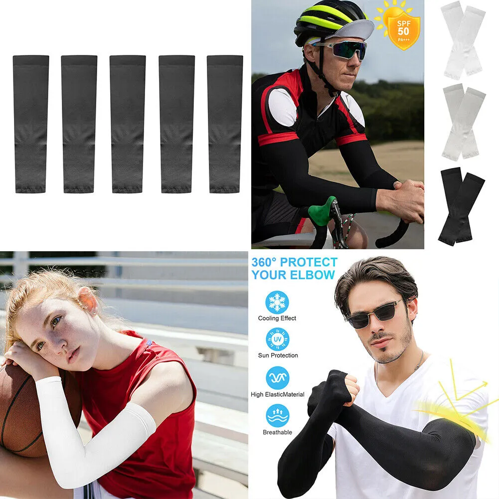 US 5~10Pairs Compression Cooling UV Protection Sun Sleeves Long Arm Cover Warmer