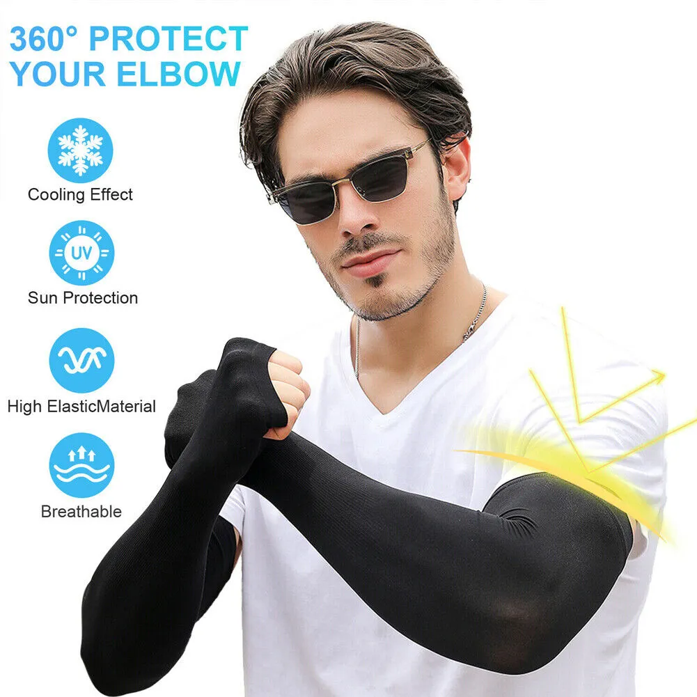 US 5~10Pairs Compression Cooling UV Protection Sun Sleeves Long Arm Cover Warmer