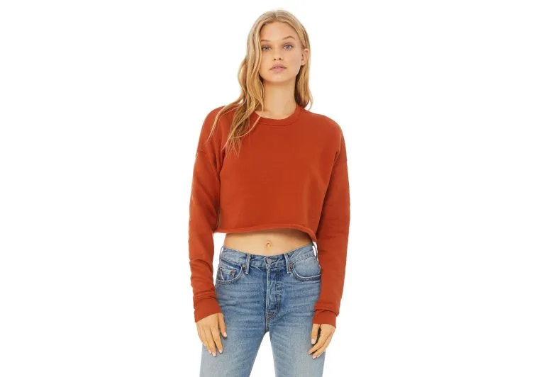 Wholesale Women's Cropped Crew Neck Long Sleeve Sweatshirts