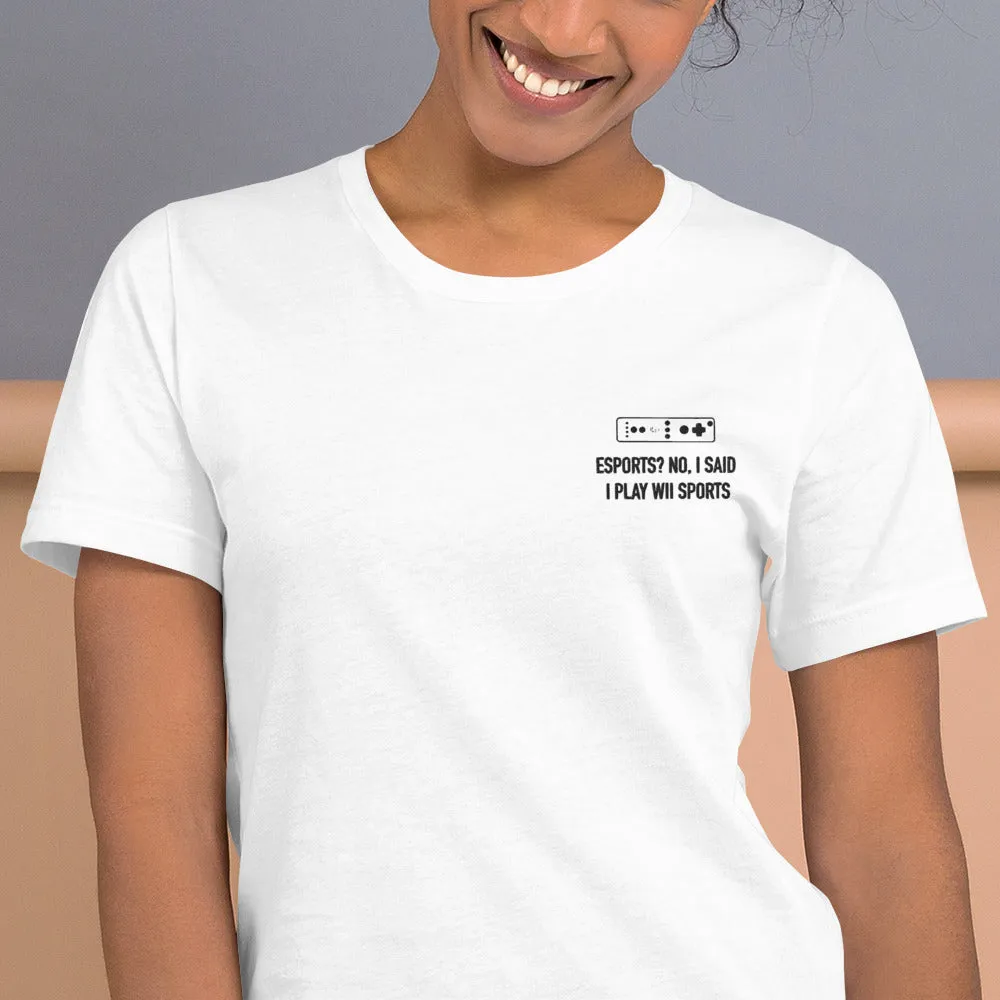 Wii Sports | Embroidered Short-sleeve unisex t-shirt | Feminist Gamer