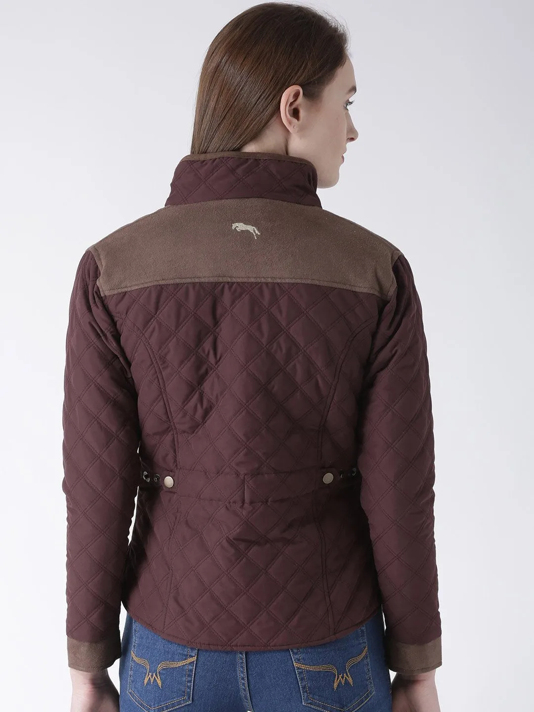 Women Polyster Casual Long Sleeve  Wine Winter Jacket