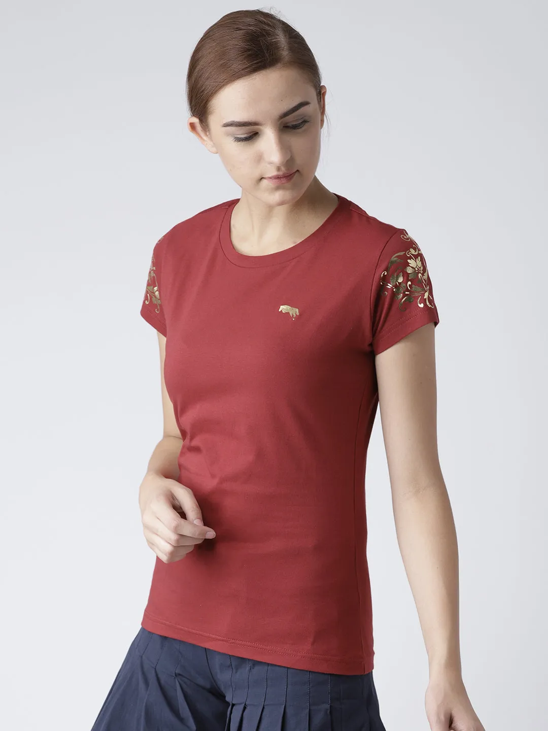 Women Red Casual T-shirt