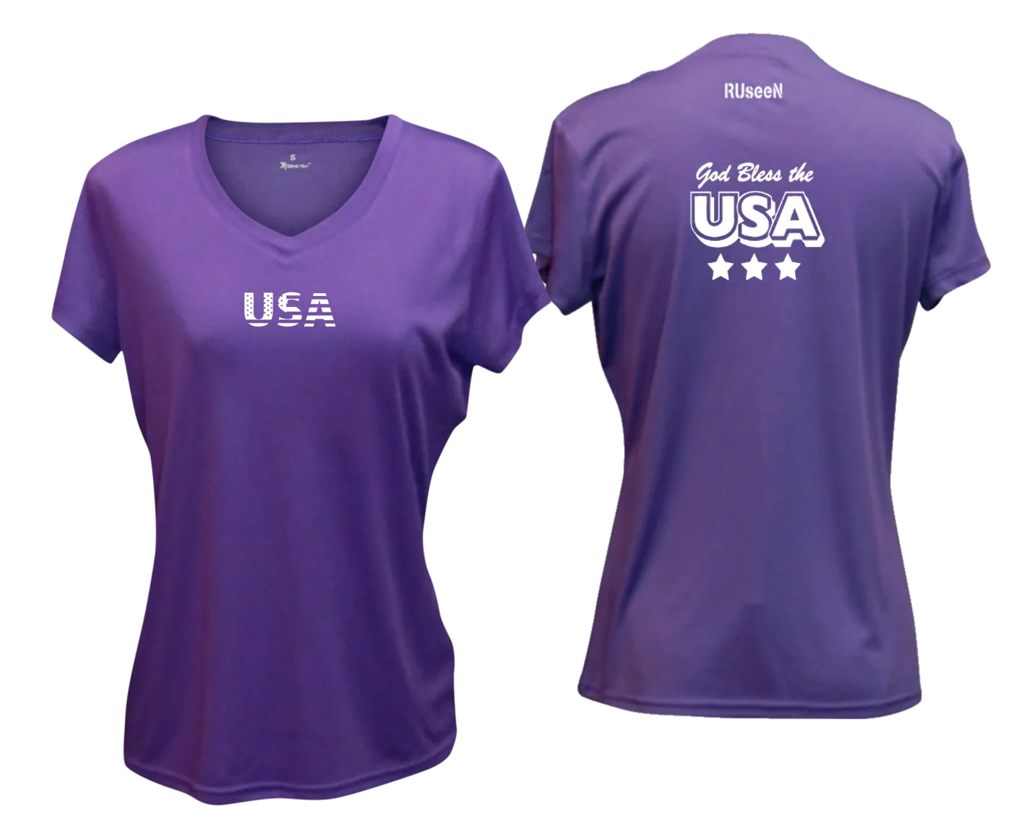 Women's Reflective Short Sleeve Shirt - God Bless the USA