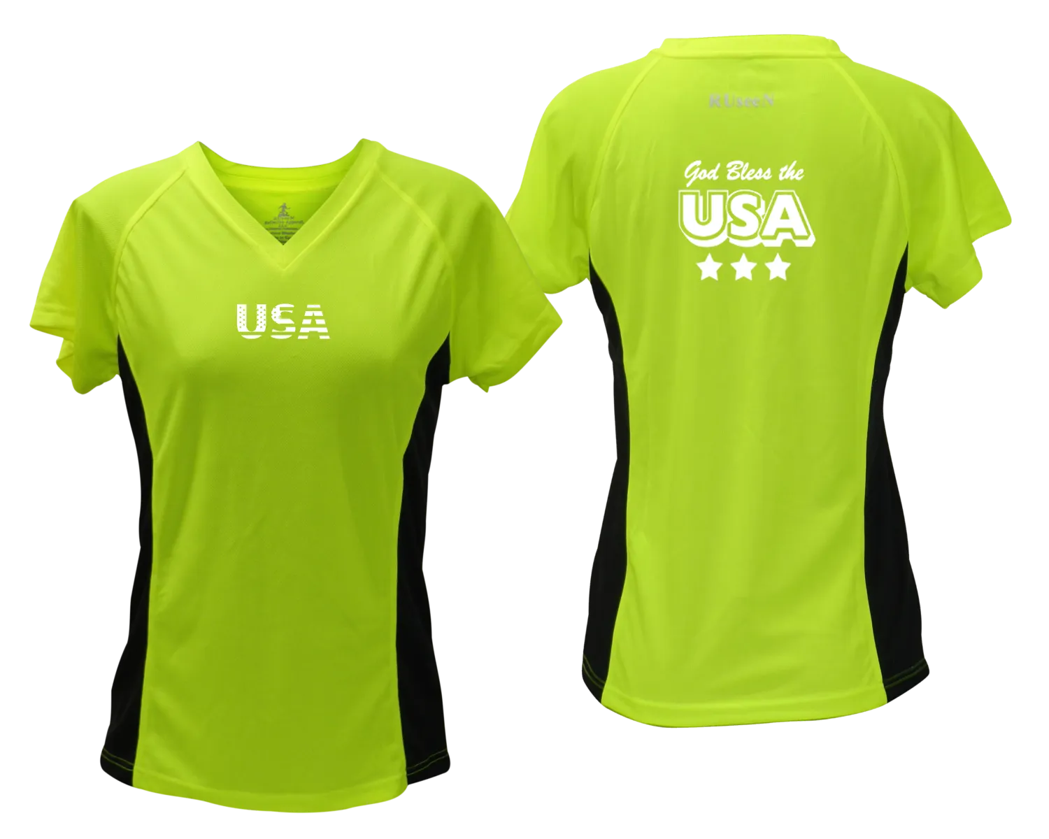 Women's Reflective Short Sleeve Shirt - God Bless the USA