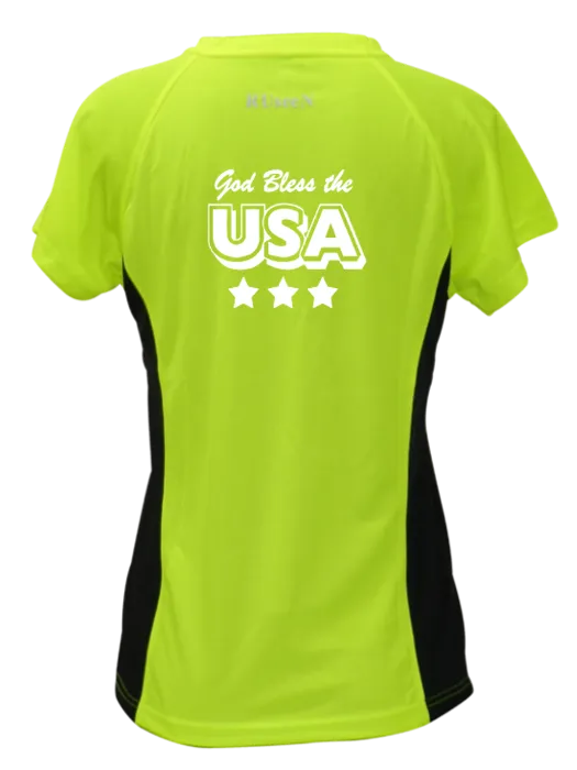 Women's Reflective Short Sleeve Shirt - God Bless the USA