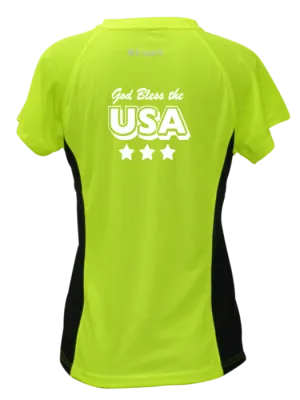 Women's Reflective Short Sleeve Shirt - God Bless the USA