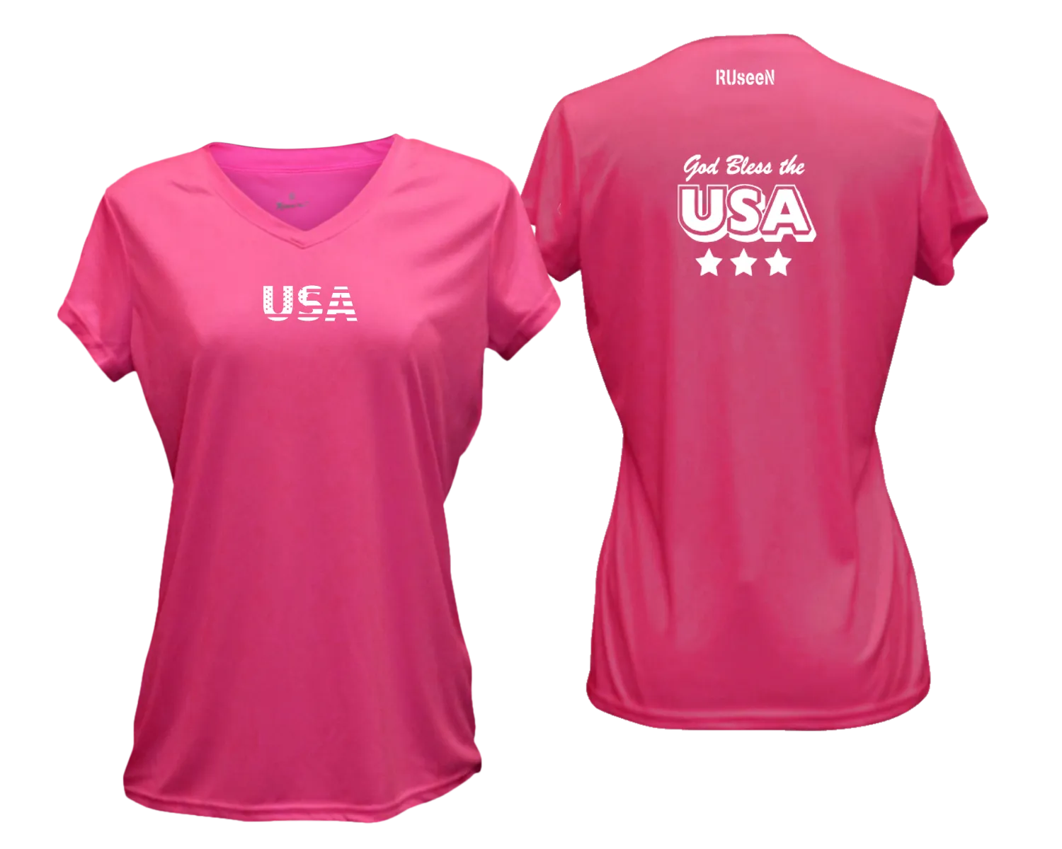 Women's Reflective Short Sleeve Shirt - God Bless the USA