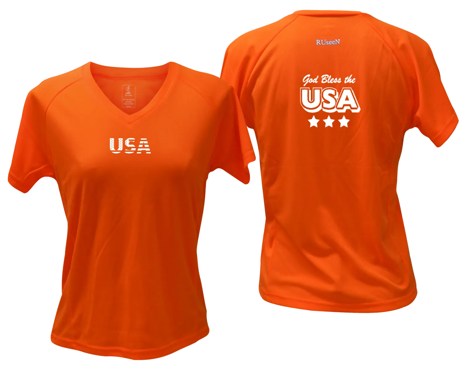 Women's Reflective Short Sleeve Shirt - God Bless the USA