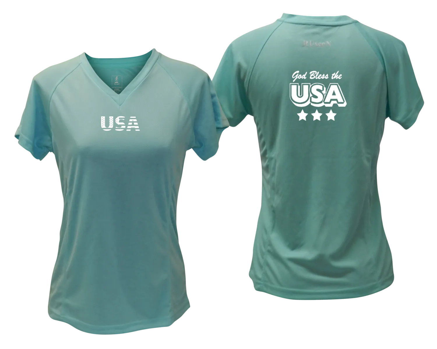 Women's Reflective Short Sleeve Shirt - God Bless the USA